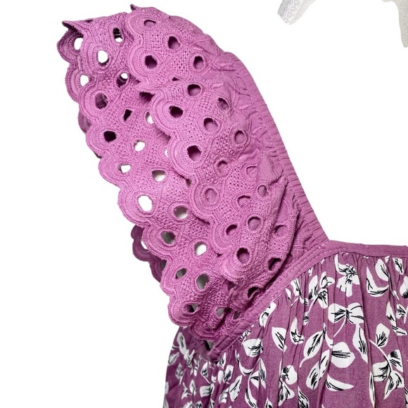 &Merci Purple Eyelet Ruffle Sleeveless Top - Picture 5 of 12